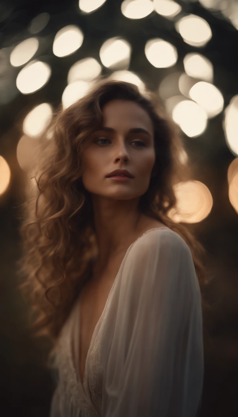 A dreamy depiction of a woman lost in her own thoughts, her wavy hair framing her face in a beautiful, ethereal way.