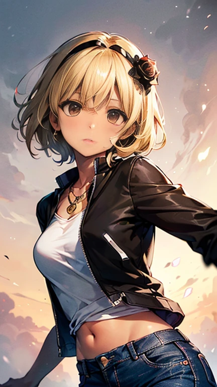 Nishizumi Shiho,Darjeeling,where,
One Woman,
(Blonde:1.5),
(Semi-short hair:Slightly longer,)Asymmetrical Hair,Perm,Gradient Hair:Gold-black,
Late 30s,Natural skin texture,Narrow waist,
(Brown skin:1.9),tall,Sunburn,
Japanese Girl,Gal,
light brown eyes,Slightly larger breasts,
(((Black jacket))),
((Black Jeans Pants)),
Golden Necklace,(Rose Hair Accessories:1.6),
Sheer clothing,
((ID photo:1.8,Plain background:1.6,Capture your subject from the front)),
expression(Straight face),upright posture,
Natural depiction,
Beautiful depiction,
Shiny eyes,
Healthy Body,
Natural hairstyle,
Natural body contours,
Natural facial contours,
(Five fingers)Absolute depiction,Symmetrical fingers,
Two arms,
Two legs,
Sharp eyelid depiction,
Symmetrical eyes,Symmetrical eyes,
Keep the subject in the center,Expand the upper body,
Beautiful image quality,
Delicate shades,
4K,Very detailed,
Delicate light adjustment,
Delicate contour drawing,