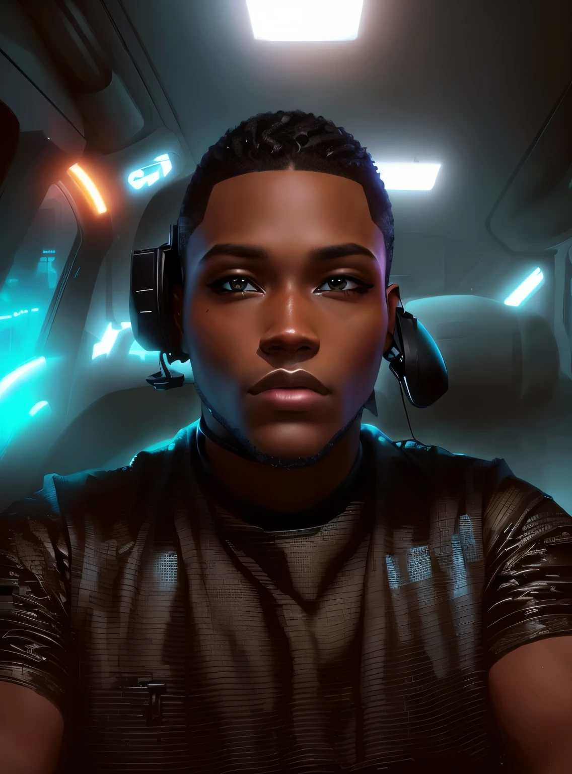 create a black military humanoid in cyberpunk style