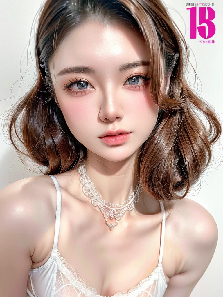 (((white background 2.0)))、Professional Lighting、(((Professional Lighting 1.5)))、Translucent skin texture、Beautiful Skin、Beautiful Skin、、(((Whitening 1.5)))、((Small white lace bra 1.5))、((See-through 1.5)))、(((1.5)))、Simple earrings and necklace、(((ファッションMagazine Cover 1.5)))、(((Magazine Cover 1.5)))、Brown Hair、(((Dynamic Pose 1.5)))、(((Sexy pose 1.5)))sex appeal、Slim figure、