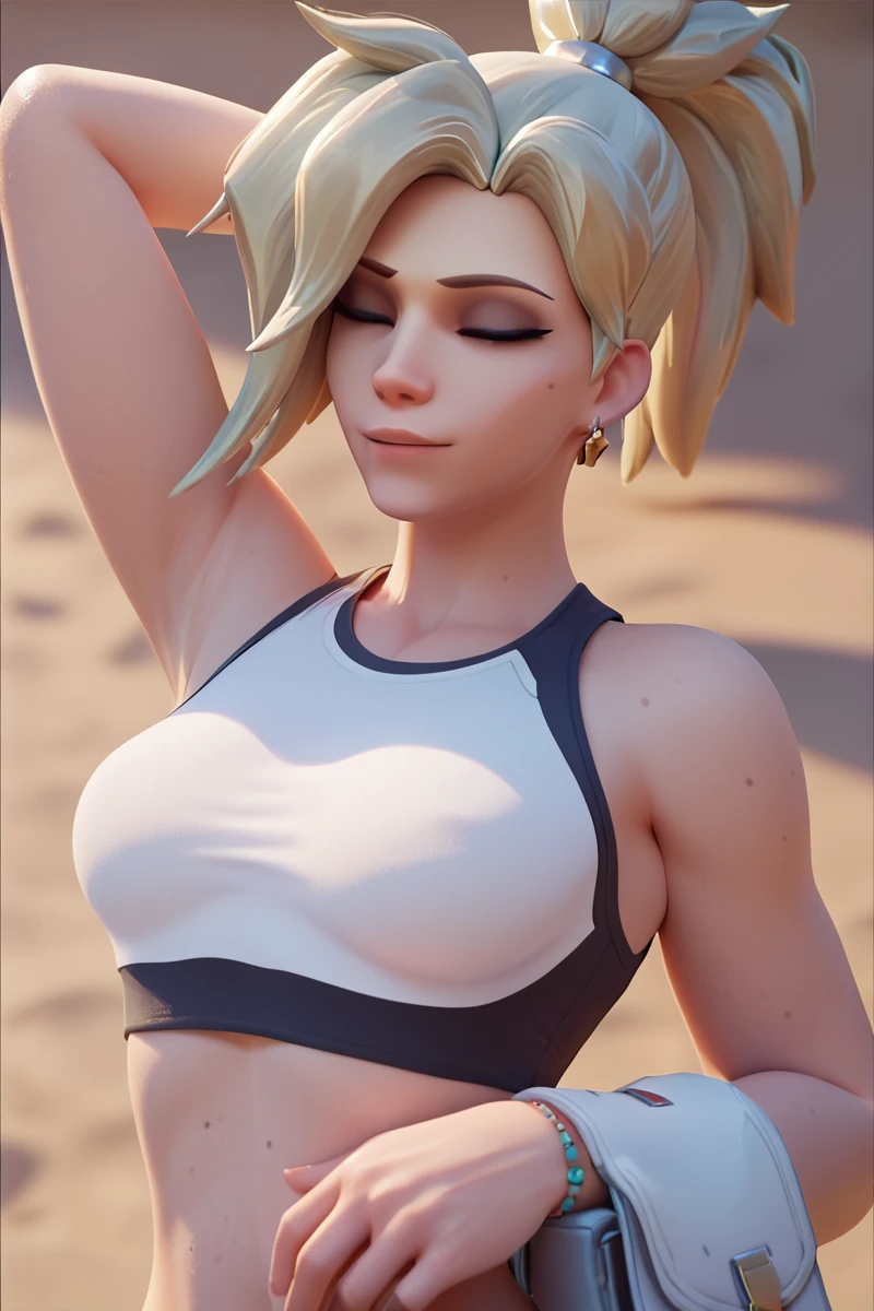 score_9,score_8_up,score_7_up,score_6_up ,source_overwatch score_9, score_8_up, score_7_up, 1woman, solo, mercy \(overwatch\), high quality, on the beach