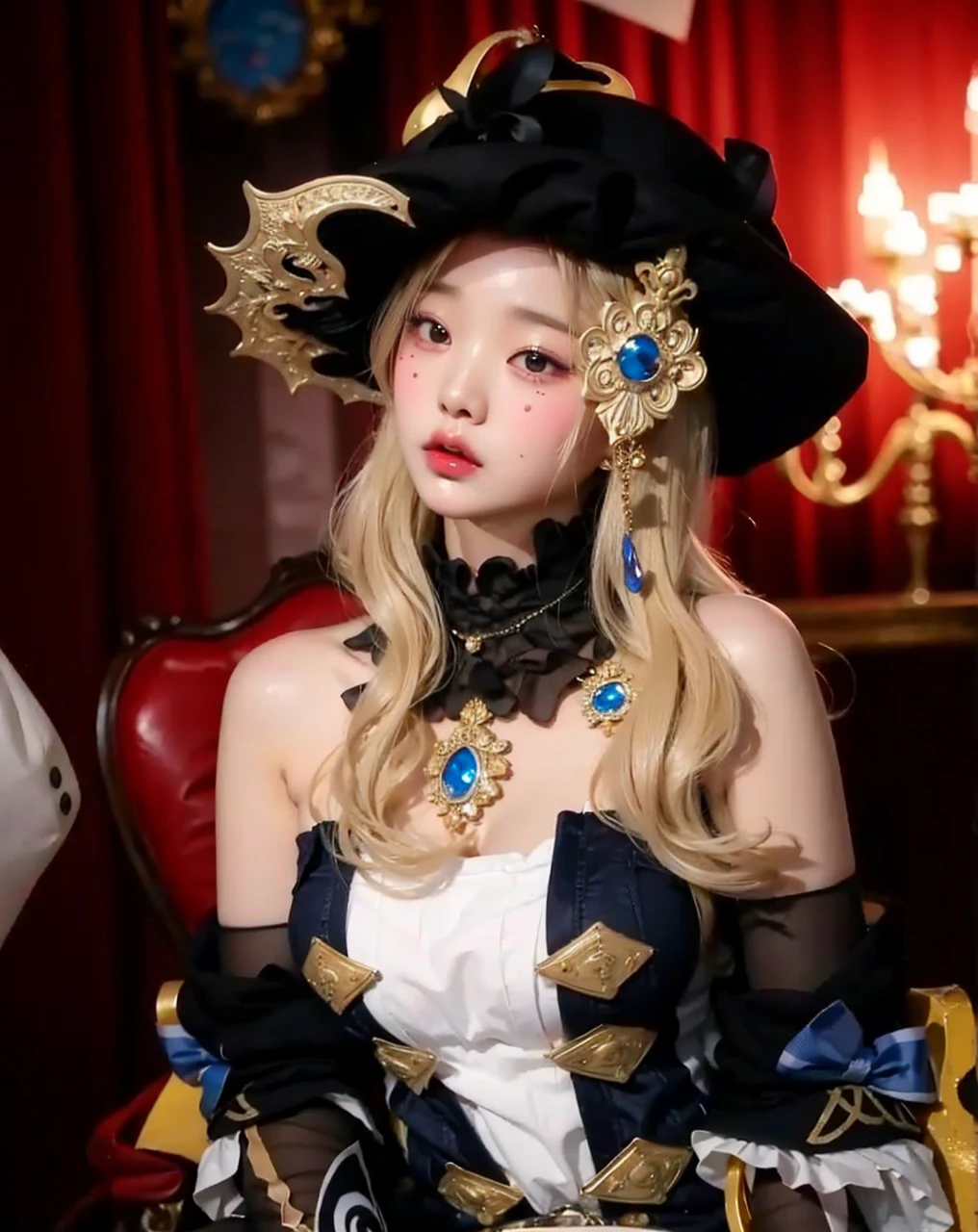 Wonyoung from IVE face, foto realista, ultra HD, 8k, big juicy lips