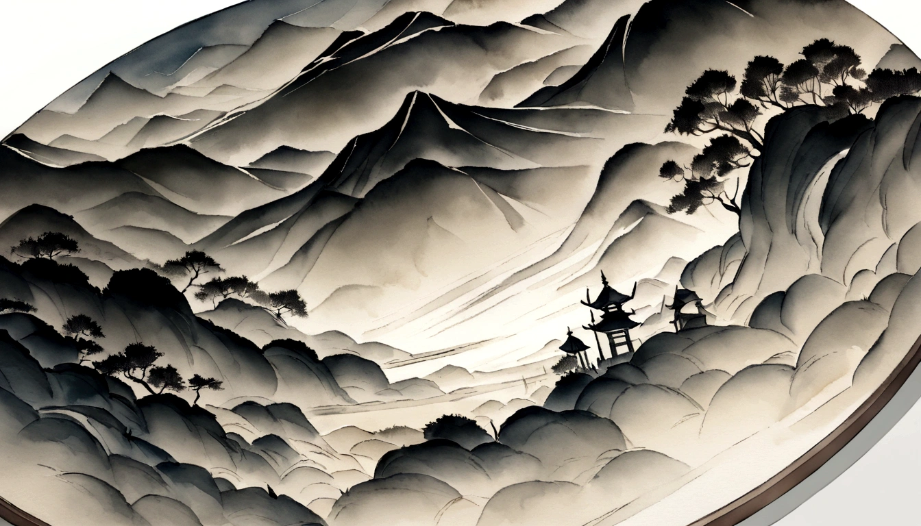 (((coyote howling in a dark desert landscape with lots of plants, stars, and mountains on the wall movie poster, movie poster illustration and the story it represents true work of art:1.3))) intricate details, ((( Black and gold plate logo with text "Coyote FB" on it.)))，Sunset，Broken intestines are at the end of the world，Black and white ink painting，Black and white gray，（Chinese landscape painting），（ink and watercolor painting），（8k wallpaper），Extremely detailed picture depiction，wide angles，depth of fields，tmasterpiece，realisticlying，Beautifully depicted，A detailed，acurate，Works of masters，tmasterpiece