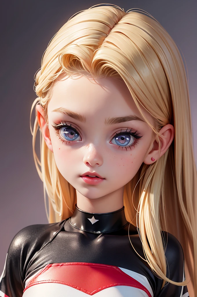 hyperrealistic 14 year old american teen, blonde, little, perfect tiny body, sexy, dark makeup, small choker, perfect slim face, big red lips, very cute face, tiny body, big eyes, young looking, childish looking, playing football