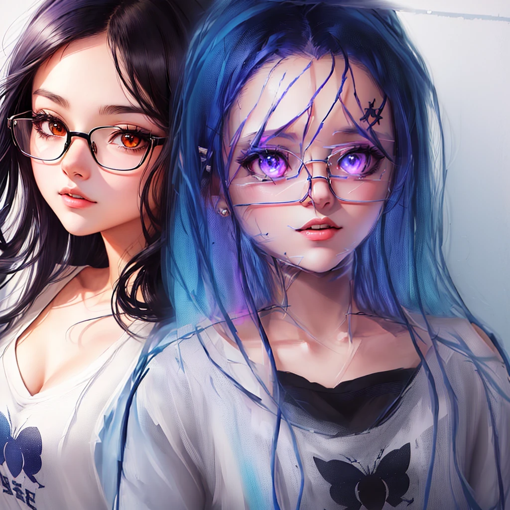 drawing of a girl with glasses and a spider on her forehead, an anime drawing, anime shading), anime drawing, portrait of an anime girl, a manga drawing, anime sketch, anime style drawing, anime shading, portrait of anime girl, anime character, manga drawing, faded drawing, semirealistic anime style, flat anime style shading, in an anime style, young anime girl