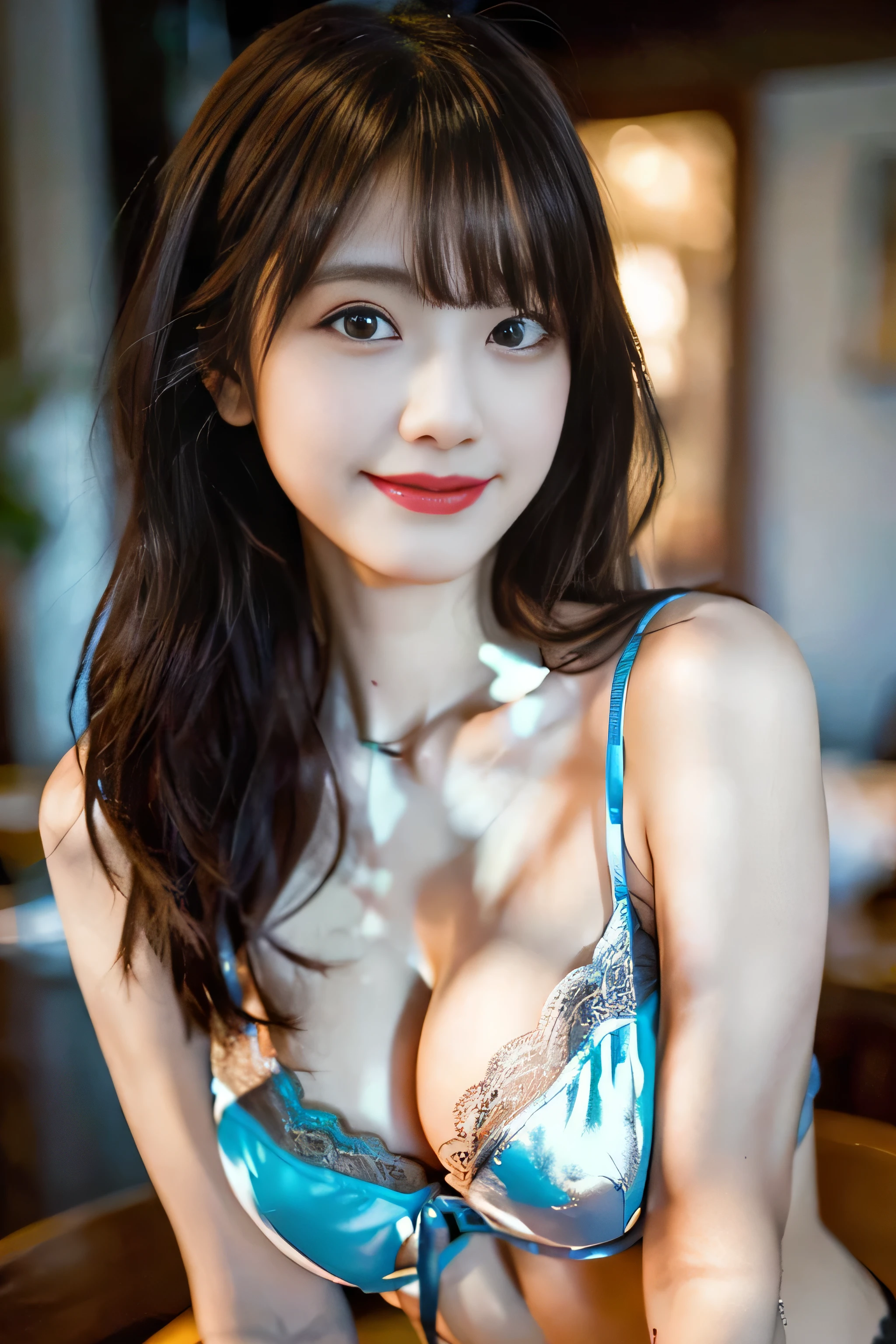buzzer, Lustful, (Best Quality,4K, 8K, hight resolution, masutepiece:1.2), Ultra-detailed, (Realistic ,Photorealistic ,Photorealsitic:1.37), 1girl in, (Perfect body :1.2), Ultra-detailed face, Detailed lips, Detailed eyes, Sexy double eyelids, Beautiful detailed eyes, Beautiful detailed lips, sexy flirty pose, wearing Lingerie, Hi-Res, Cinematic Angle, Professional Lighting, Unity 8k Wallpaper, Aesthetic, masterpiece, top-quality, Shy laughter, (Large Breasts:1.5), (Slim Body:1.5), (Sexy Cute lingerie:1.5),(indoors:1.5)