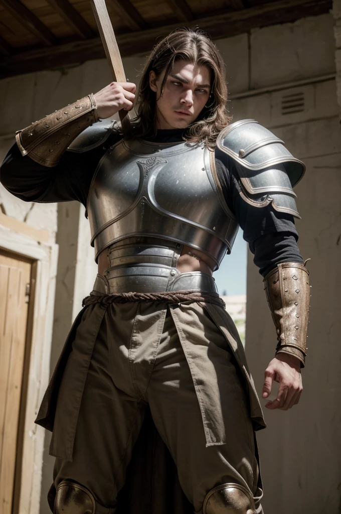(Michiel_Huisman_V2), A stunning intricate full color portrait of a man, wearing a medieval knight outfit, epic character composition, by ilya kuvshinov, alessio albi, nina masic, sharp focus, natural lighting, subsurface scattering, f2, 35mm, film grain