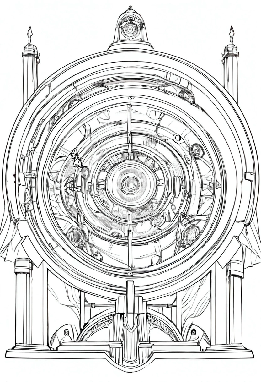 Line art of a time machine