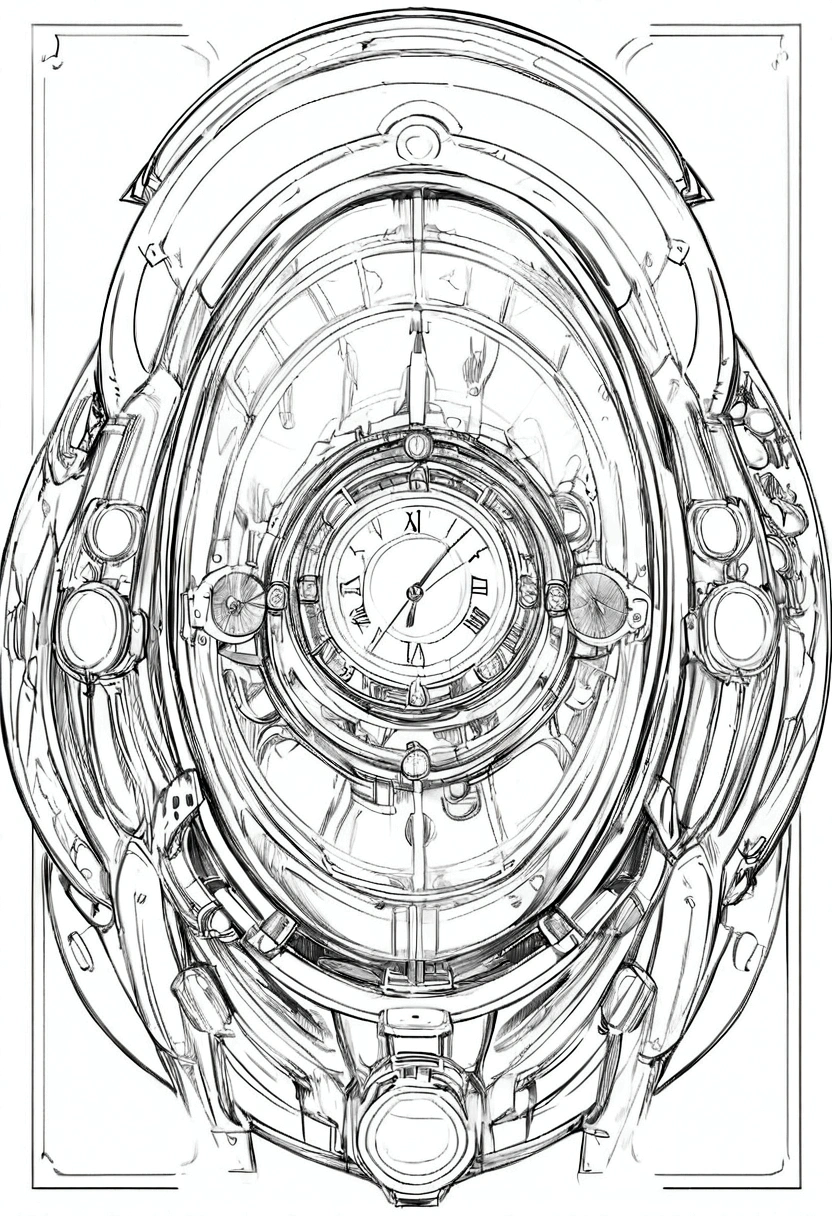 Line art of a time machine 