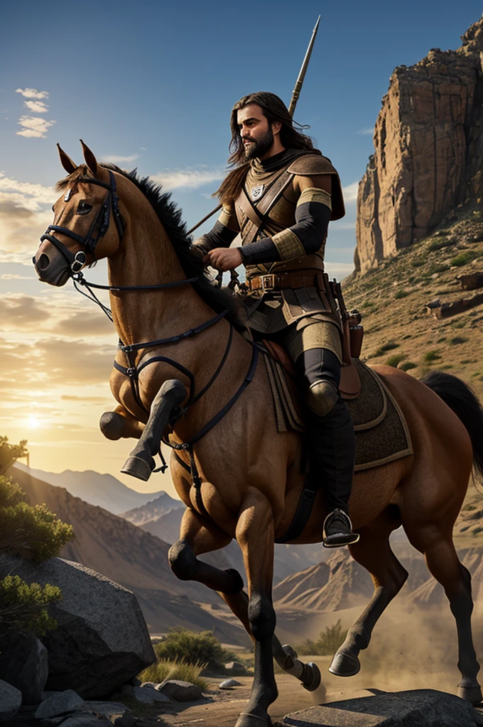 Create a logo for a distributor of tactical elements with a compass and a mythological centaur