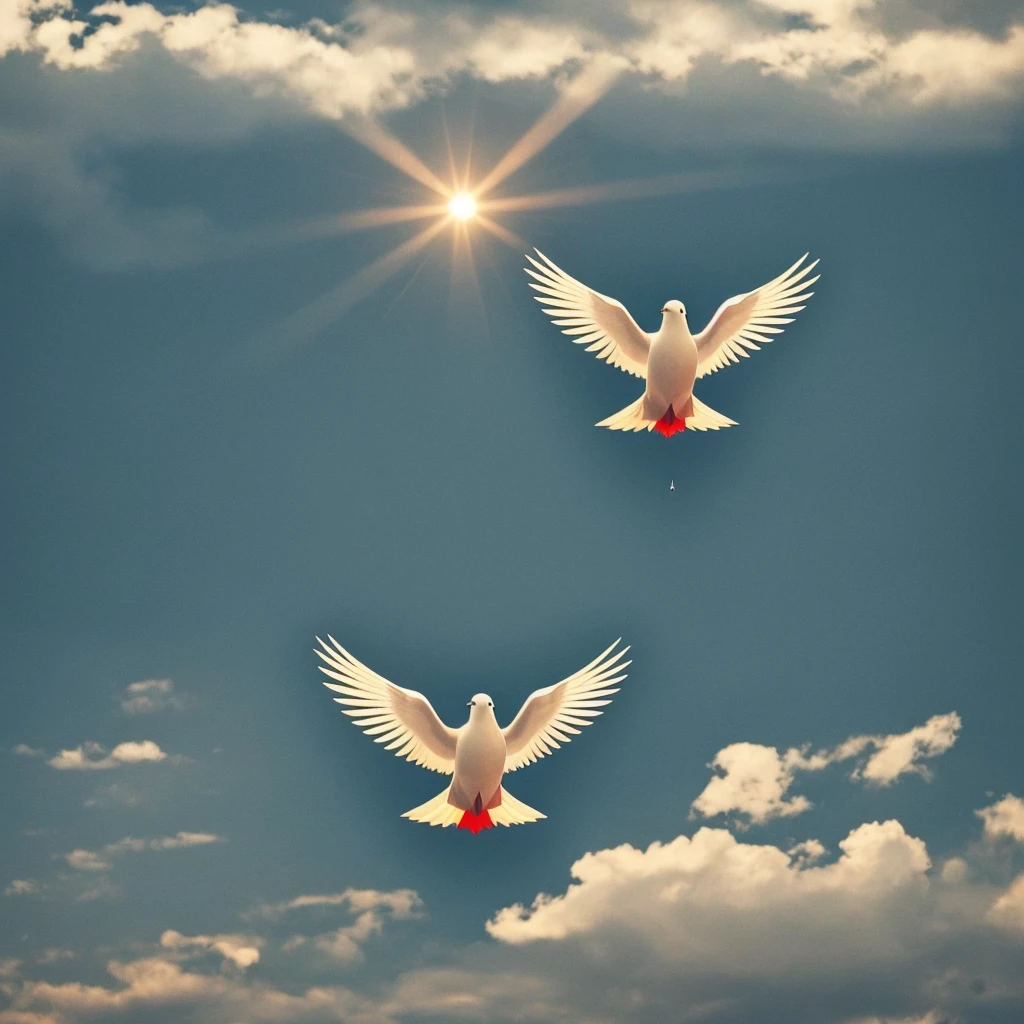 A white dove with open wings to represent freedom, or an incandescent light bulb to represent creativity.