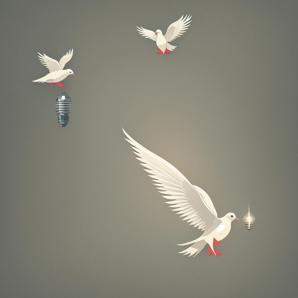 A white dove with open wings to represent freedom, or an incandescent light bulb to represent creativity.