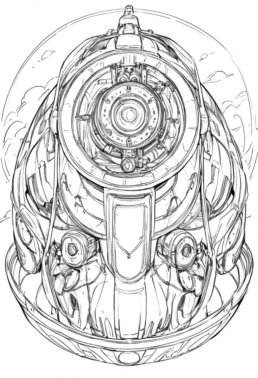 Line art of a time machine