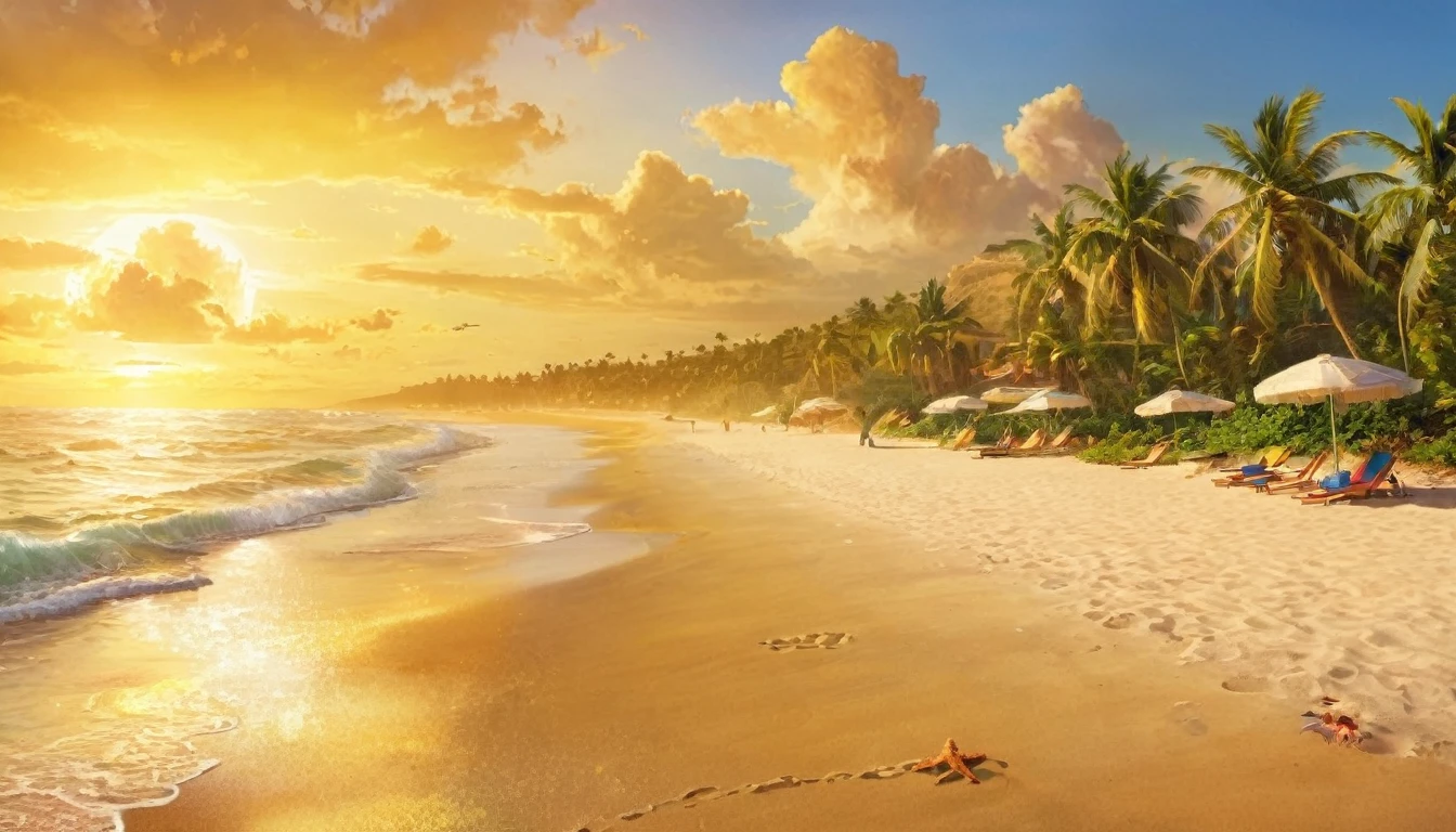 make a golden beach scene