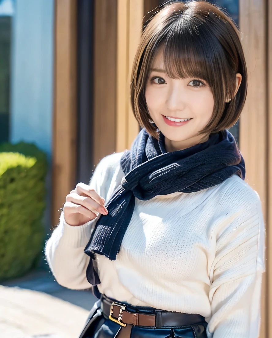 歯をみせるsmileの女の子、Summer knitwear、Leather Belt、skirt、Lens flare、Hair blowing in the wind、Medium Short Hair、、Expressing the whiteness of one's breath、Photo from the waist up、Night city illumination shot、Cowgirl Shot、Fur coat、豪華なグレーのミンクのFur coat、Wear fine leather boots、Luxury Bags、Inner turtleneck、Silver necklace and small silver earrings Millionaire style:1.4))、Full body photo、smile、 Caustics、Highly detailed photos、Very beautiful woman 、Ample breasts、No makeup、(8K、RAW Photos、Highest quality、masterpiece:1.2)、(Realistic、Realistic)、1 Girl、((Medium Short Hair、Midwinter、Cold region Snow falling、The wind is blowing、Fluttering Hair、Blur the background、Colorful illuminations、Looking into the camera:1.4))、