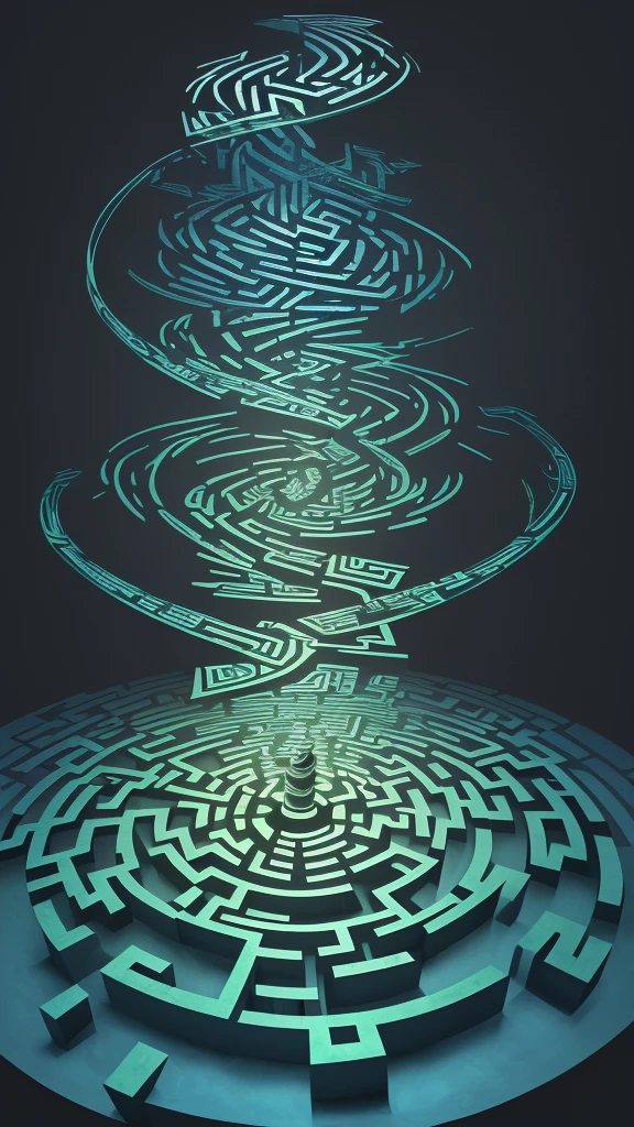 colored image, fancy,  generating a beautiful maze, turning into water at the end