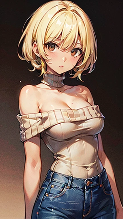 Nishizumi Shiho,Darjeeling,where,
One Woman,
(Blonde:1.5),
(Semi-short hair:Slightly longer,)Asymmetrical Hair,Perm,Gradient Hair:Gold-black,
Late 30s,Natural skin texture,Narrow waist,
(Brown skin:1.9),tall,Sunburn,
Japanese Girl,Gal,
light brown eyes,Slightly larger breasts,
((((Black off-the-shoulder sweater)))),
(((Jeans pants))),
(corset:1.1),
((ID photo:1.8,Plain background:1.6,Capture your subject from the front)),
expression(Straight face),upright posture,
Natural depiction,
Beautiful depiction,
Shiny eyes,
Healthy Body,
Natural hairstyle,
Natural body contours,
Natural facial contours,
(Five fingers)Absolute depiction,Symmetrical fingers,
Two arms,
Two legs,
Sharp eyelid depiction,
Symmetrical eyes,Symmetrical eyes,
Keep the subject in the center,Expand the upper body,
Beautiful image quality,
Delicate shades,
4K,Very detailed,
Delicate light adjustment,
Delicate contour drawing,