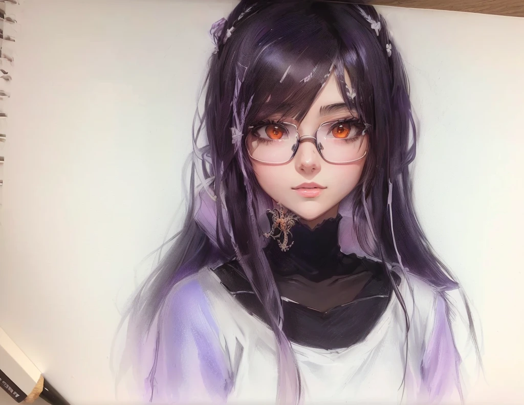 drawing of a girl with glasses and a spider on her forehead, an anime drawing, anime shading), anime drawing, portrait of an anime girl, a manga drawing, anime sketch, anime style drawing, anime shading, portrait of anime girl, anime character, manga drawing, faded drawing, semirealistic anime style, flat anime style shading, in an anime style, young anime girl