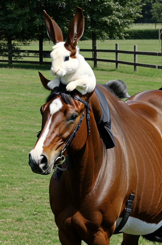 Lapin sur un cheval