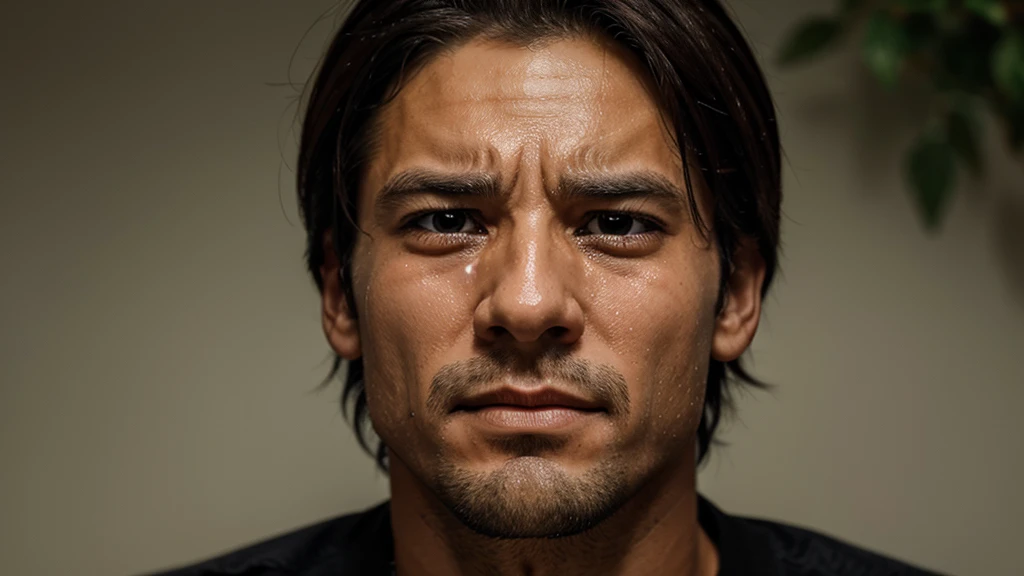 a man crying with tears coming out of his eyes
