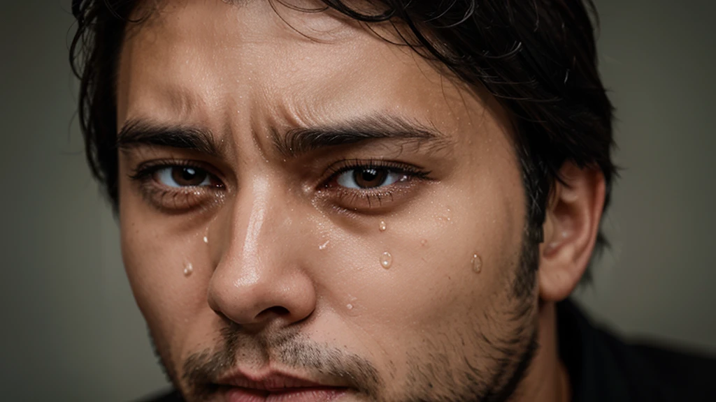 a man crying with tears coming out of his eyes