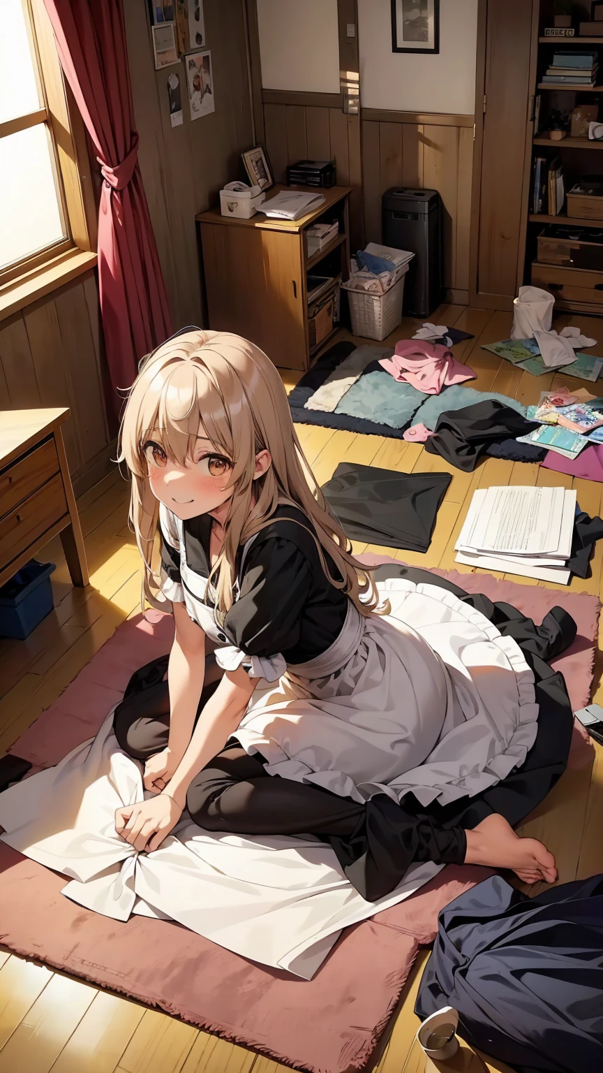 Marisa Kirisame、Messy room、Garbage house、Beautiful woman、Marisa&#39;s Hat、Very thick thighs、Grinning、smile、Sloppy body、Best image quality、High resolution、masterpiece、super high quality、Thick pubic hair、Orgasm Facial、Stripes々Panties、Stripes々bra、Very big ass、Very large breasts  、Blushing、4K quality、Blushing、Spread your legs wide、Luxurious chair、Wearing black knee socks、Sweaty all over、Heavy breathing、Shaking breasts、上下にShaking breasts、Angle from the feet