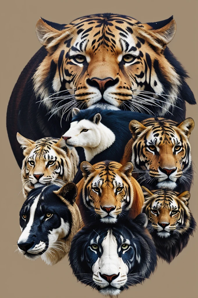 Create me a logo with a collage of animals forming a human face

