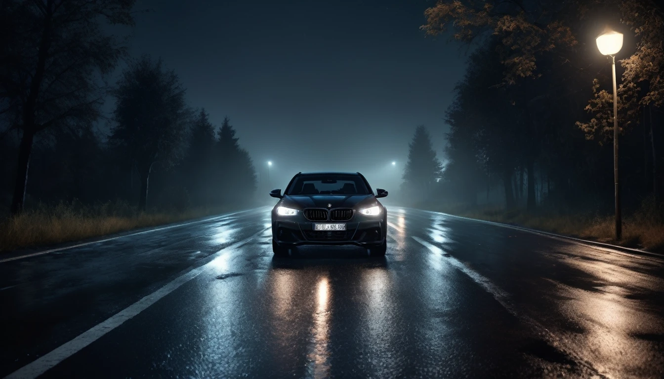 A Scary horror image standing on the road at night, PICTURE REALISTIC, high resolution, 8K