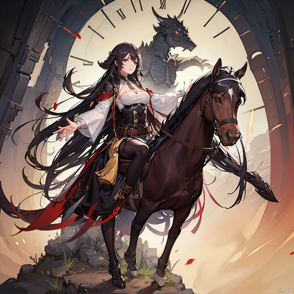 一个young的少年,((Shabby laundry)),A teenager,Carrying weapons,Sit on a horse,luggage,young,Chinese style,Immortal World,Xianxia World