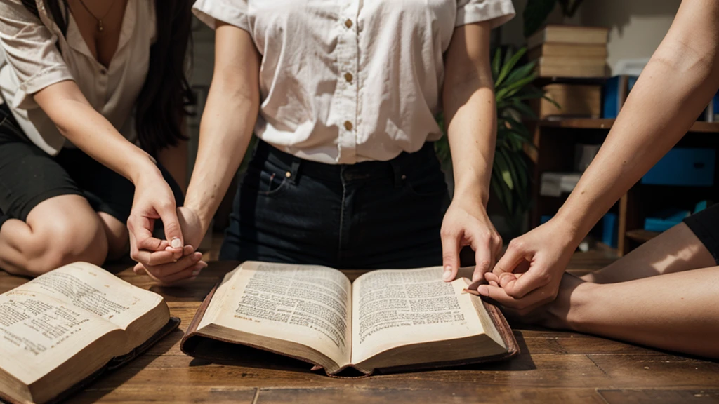 people holding the bible