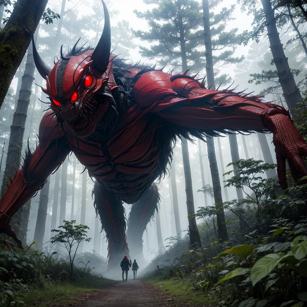 the forest is inhabited by many insect monsters, with fog, red eyes,