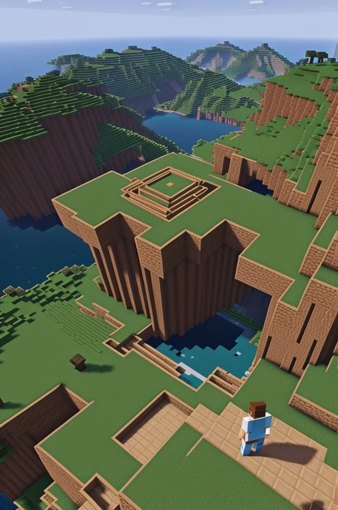 Create me a minecraft character seeing a beautiful landscape