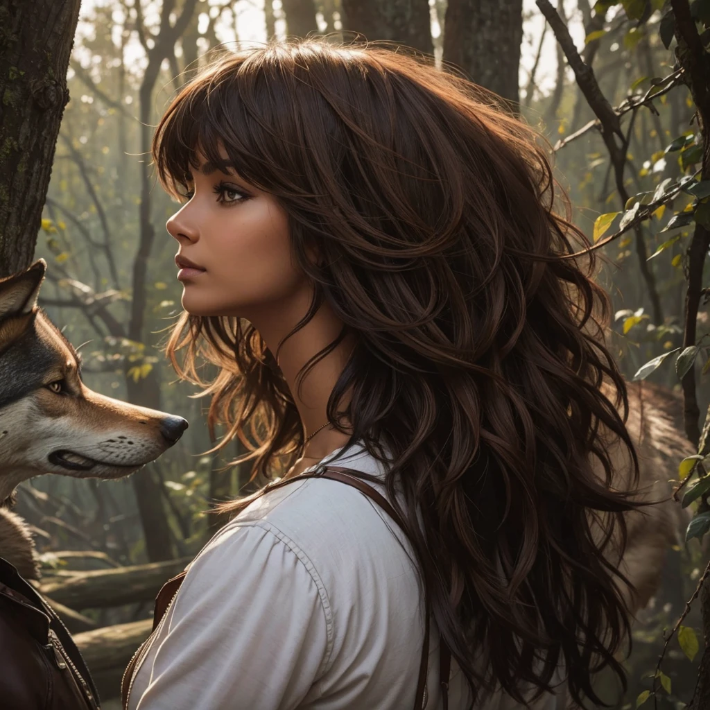 Brown woman with wolf cut hair