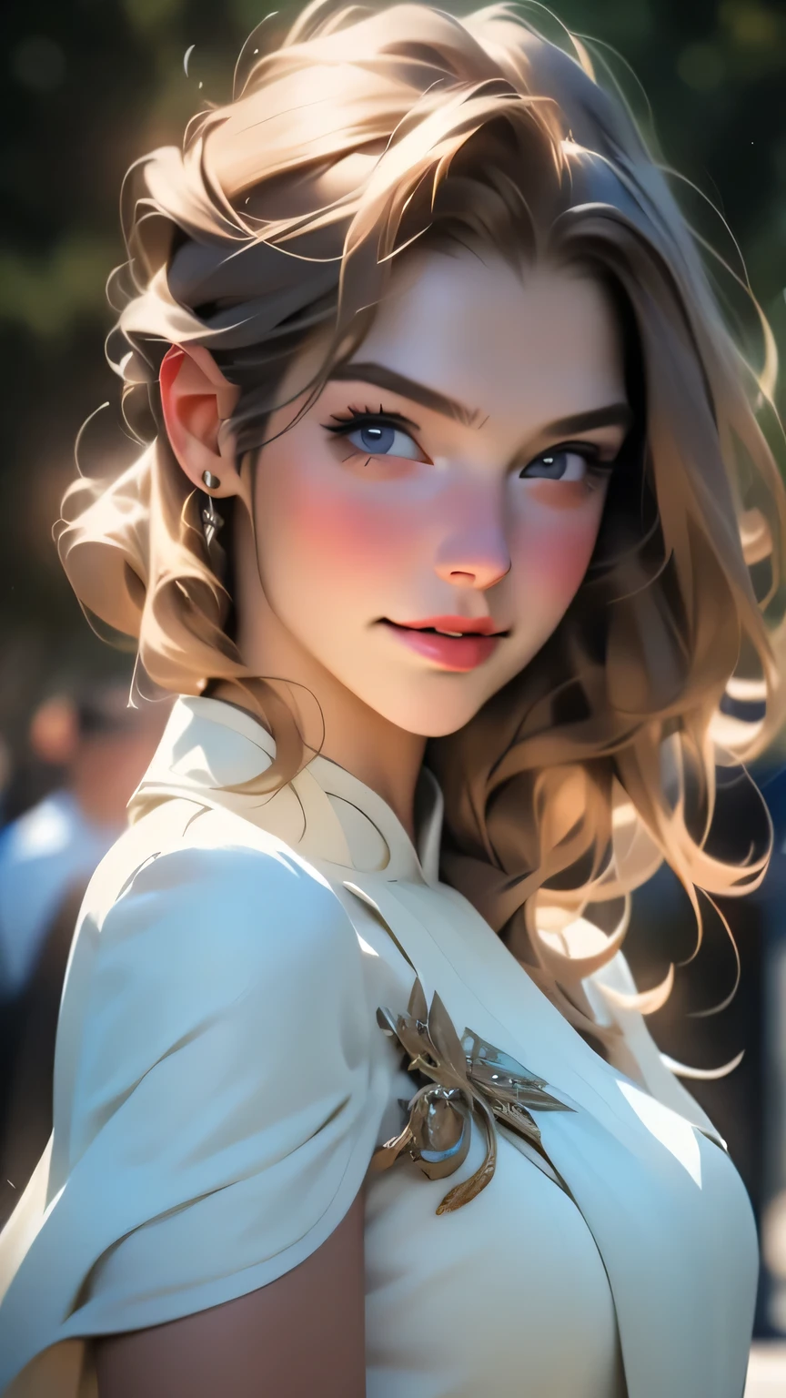 (masterpiece, 最high quality:1.2), Cowboy Shot, alone, One girl, Marianne von Edmund, smile, View your viewers, White clothes, Capelet, masterpiece, 最high quality, high quality, High resolution, ((Face close-up))、Face close-up