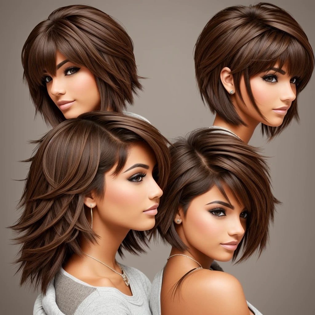Brown woman with wolf cut hair