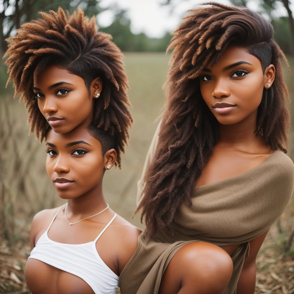 Brown woman with wolf cut hair