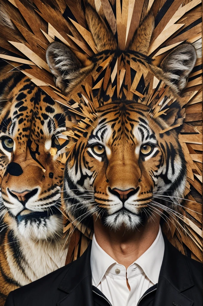 Create me a logo made of collage of animals that form a human face 