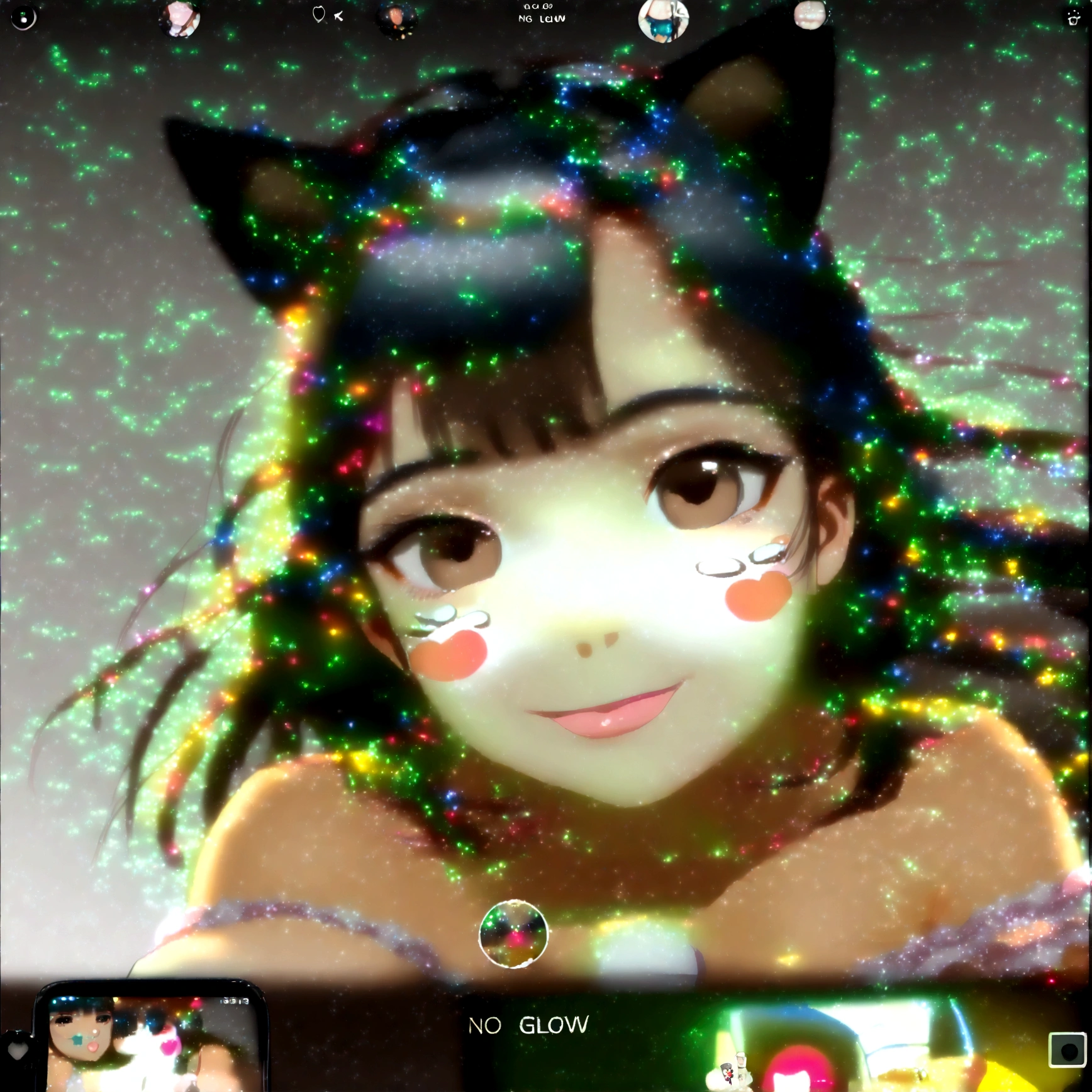 a close up of a girl with hello kitty face paint, anime style mixed with fujifilm, very beautiful cute catgirl, instagram filter, ruan cute vtuber, with instagram filters, low quality video, snapchat story screenshot, blur effect face, (((((((no glow))))))), tiktok video, snapchat photo, anime style. 8k, face with artgram