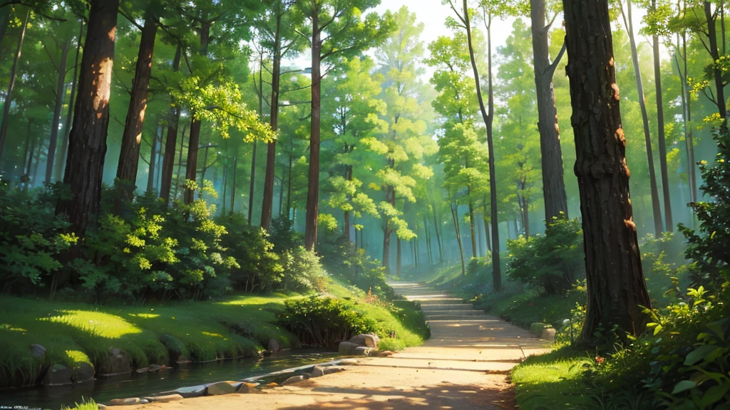 ((Highest quality)), ((masterpiece)), (detailed),Forest Nature Calm
