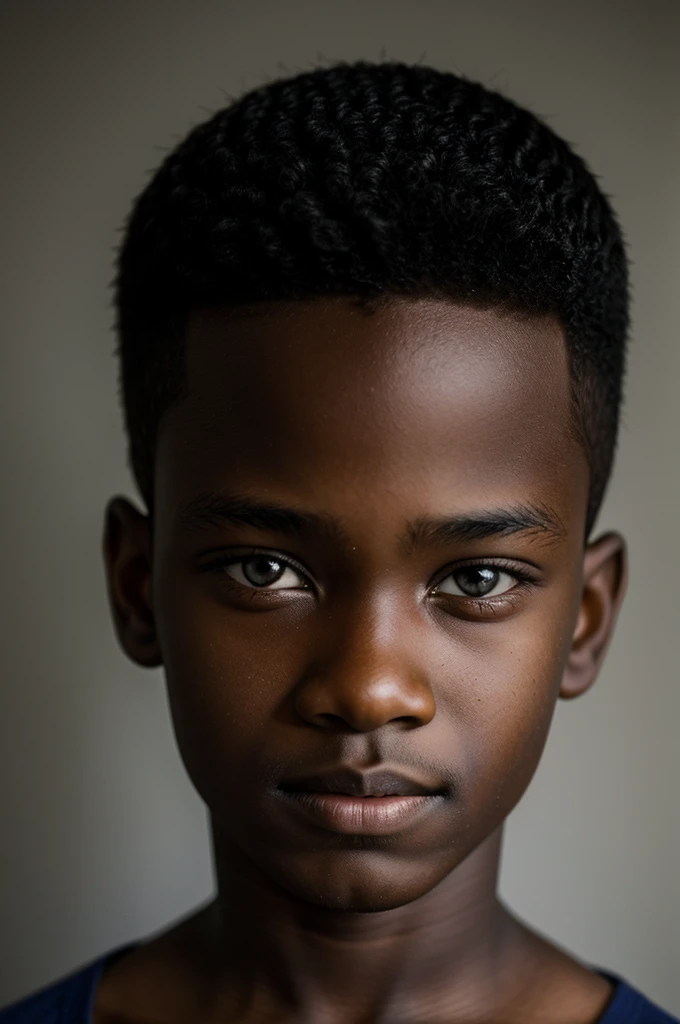 Dark-skinned 12-year-old boy