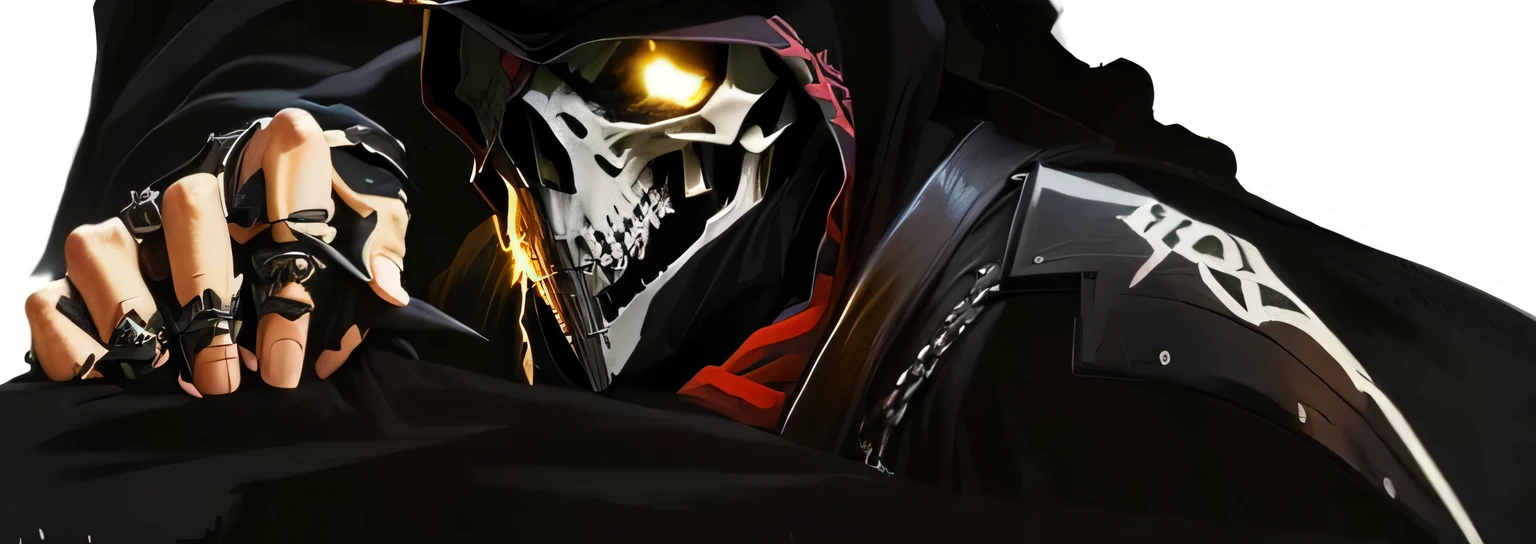 rim reaper, Bandana Skull, the grim reaper, punk grim reaper,ainz ooal gown, Heavy metal art style,