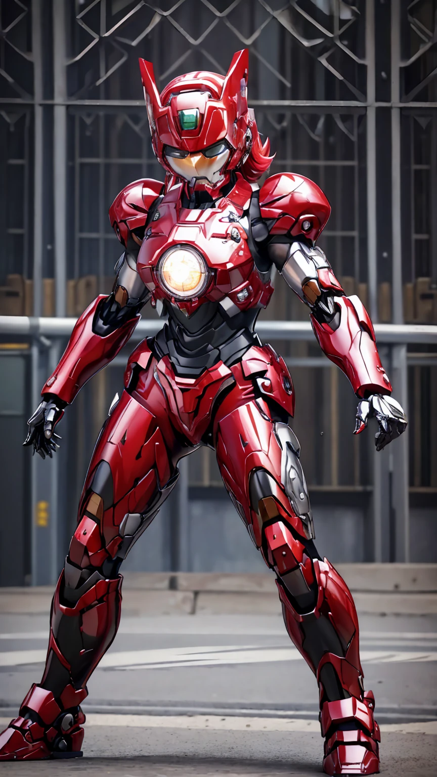 Female Iron Man(Red and Black)、shine、Shortcuts、Textured skin, Super detailed, Attention to detail, high quality, 最high quality, High resolution, 1080P, hard disk, beautiful,(Gundam),beautifulサイボーグ女性,Mecha Cyborg Girl,Battle Mode,Woman with a mechanical body,Full Body Shot、、Expression of bitterness、Sweaty face、、Squint your eyes、、humid、Soaking wet、、Steam coming out of the head、Spread your legs、Embarrassed face、Open your mouth、Steam rising from the body　Black-haired　Boyish short hair