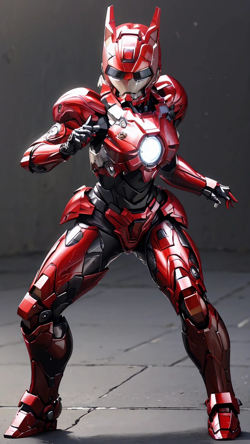 Female Iron Man(Red and Black)、shine、Shortcuts、Textured skin, Super detailed, Attention to detail, high quality, 最high quality, High resolution, 1080P, hard disk, beautiful,(Gundam),beautifulサイボーグ女性,Mecha Cyborg Girl,Battle Mode,Woman with a mechanical body,Full Body Shot、、Expression of bitterness、Sweaty face、、Squint your eyes、、humid、Soaking wet、、Steam coming out of the head、Spread your legs、Embarrassed face、Open your mouth、Steam rising from the body　Black-haired　Boyish short hair