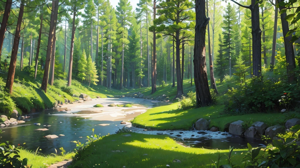 ((Highest quality)), ((masterpiece)), (detailed),Forest Nature Calm