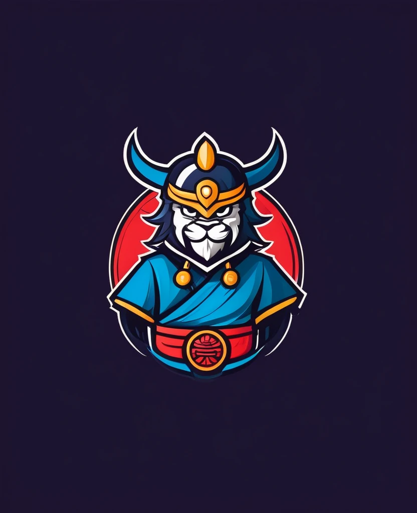 Samurai mascot logo flat design 