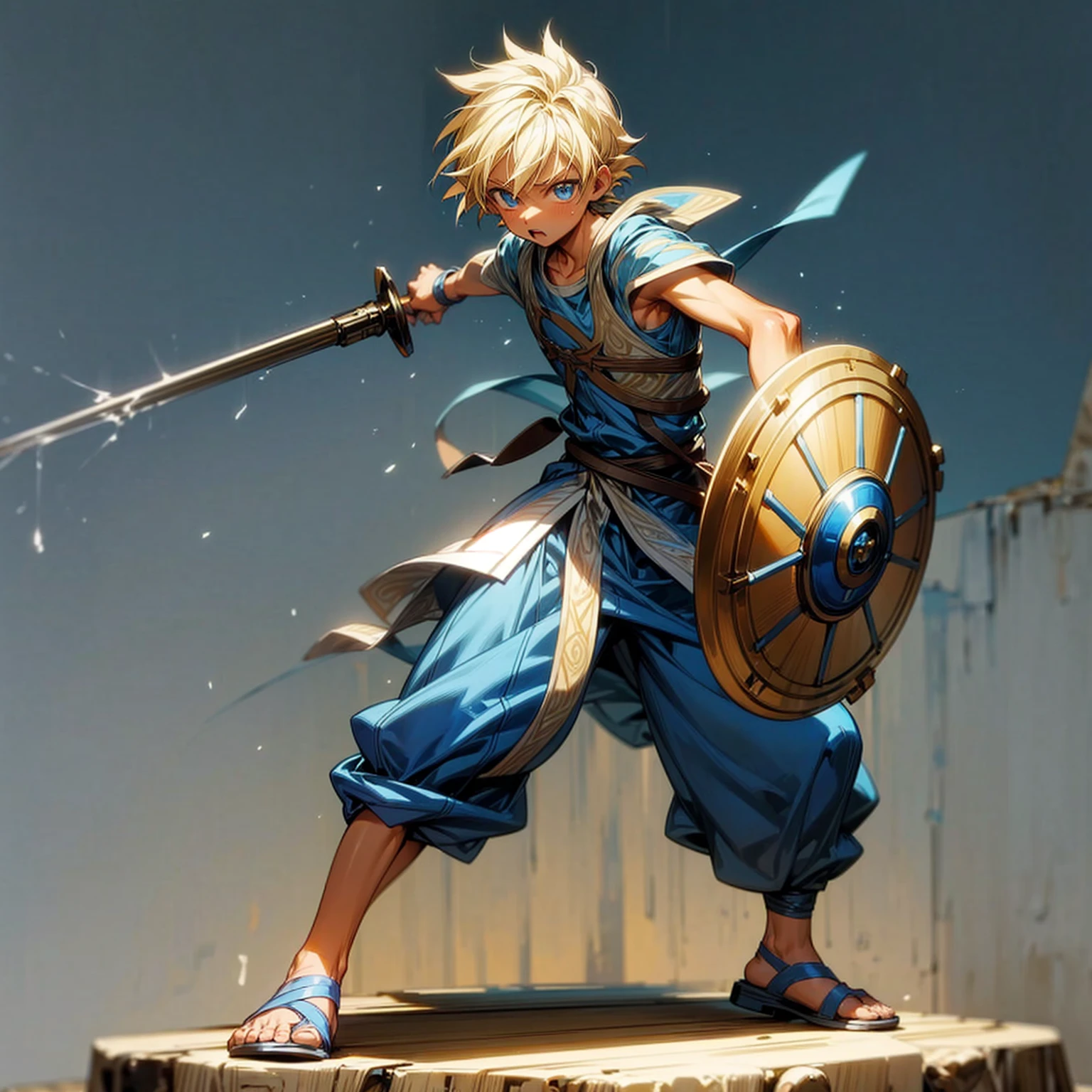 Ultra detailed, full background, Full body version, motion blur, plasma, lens blur, overlay color, overlay blending, lighten blending, chromatic aberration, hd, ultra hd, little boy, blonde color hair, tan color skin, blue eyes, (Hunter x Hunter style)