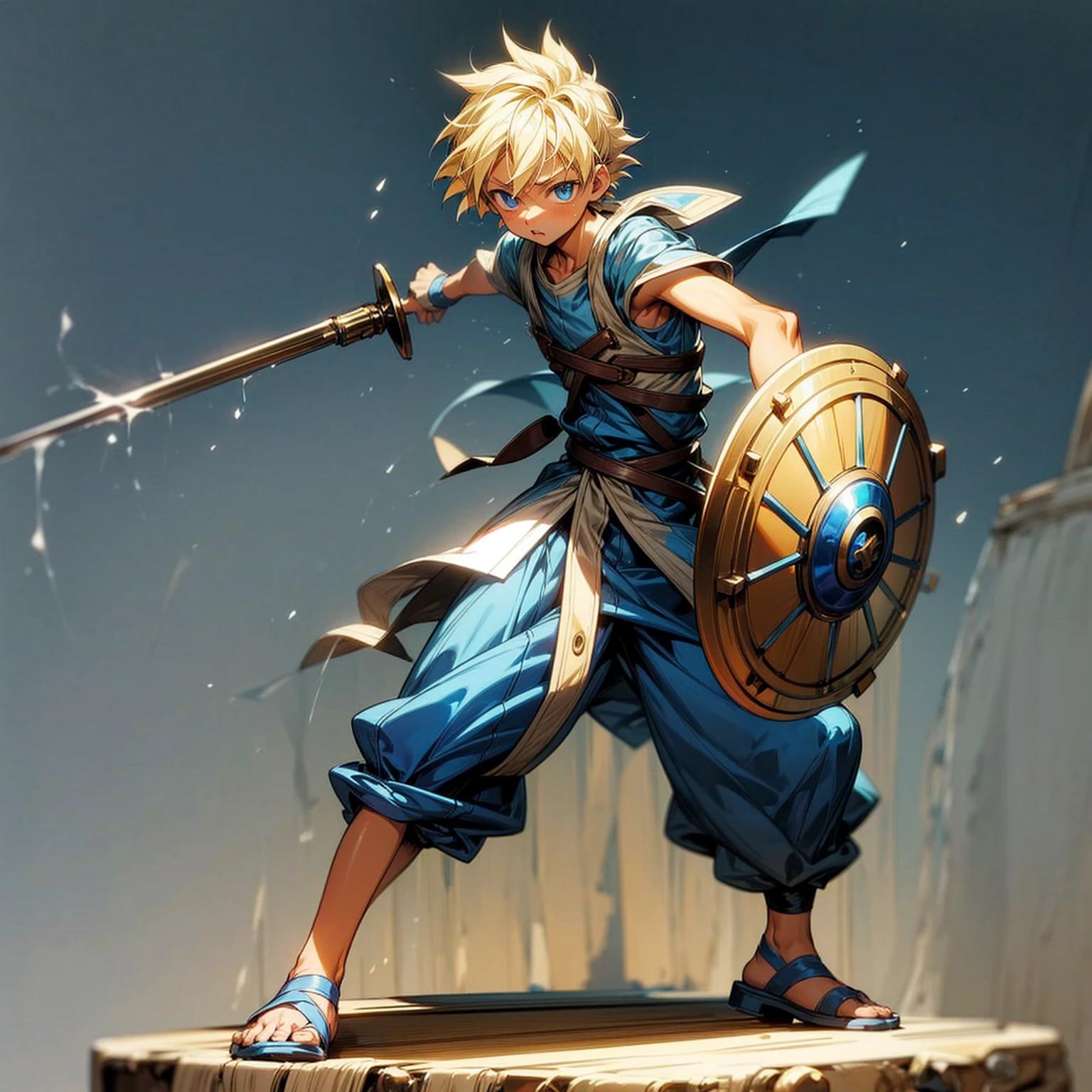 Ultra detailed, full background, Full body version, motion blur, plasma, lens blur, overlay color, overlay blending, lighten blending, chromatic aberration, hd, ultra hd, little boy, blonde color hair, tan color skin, blue eyes, (Hunter x Hunter style)