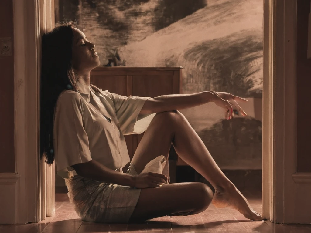 Woman sitting on the floor