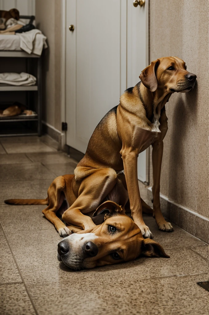 malnourished dogs, Skinny, crying and sad