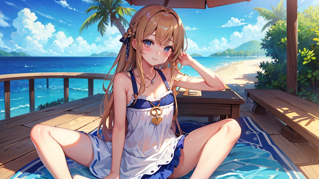 ((Highest quality)), ((masterpiece)), (detailed),beautiful girl,Summer Ocean Journey